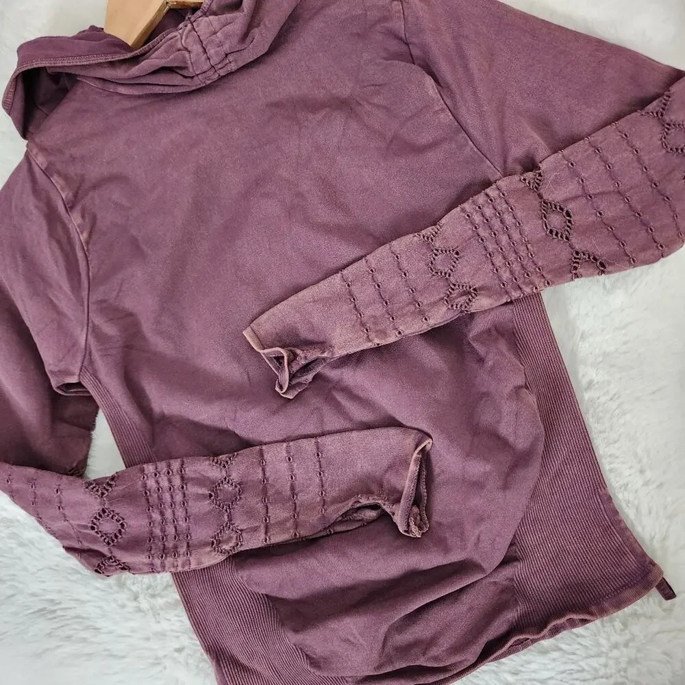 Free People Movement Good Karma Long Sleeve Hoodie Nutmeg Brown XS/S Rare
